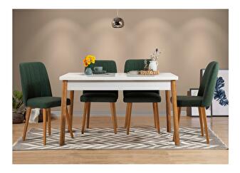 Set mobilier sufragerie Bimuvo 5 (pin atlantic + alb + verde) (pentru 4 persoane)