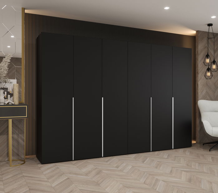 Šatníková skriňa 300 cm Alice 1 (čierna + kašmír)