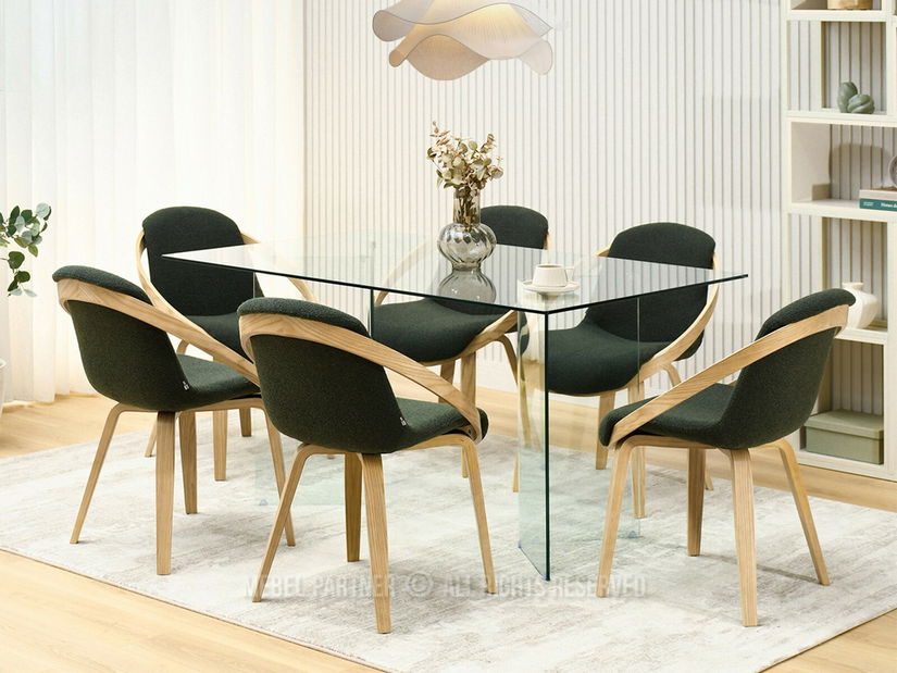 Scaun sufragerie Lamparas (verde + stejar)