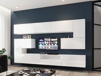 Mobilier living Berny 57 (alb + Alb lucios)