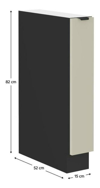 Dulap inferior bucătărie cu coș extensibil Arikona 15 D CARGO BB (cașmir + negru) 