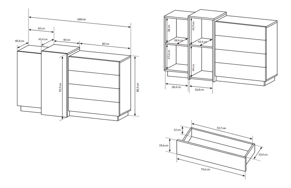 Comodă Trelop (alb + stejar craft auriu) *vânzare stoc