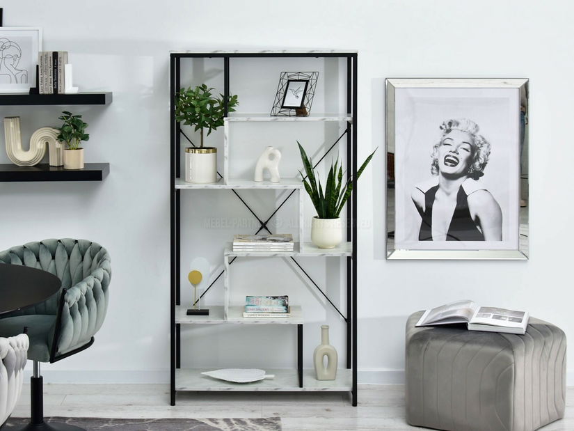 Regál Harp B (fehér márvány + fekete)