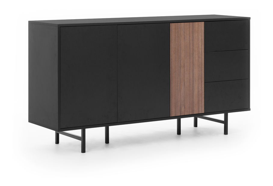 Komoda Presto K3D3SZ (čierna matná + captains deck)