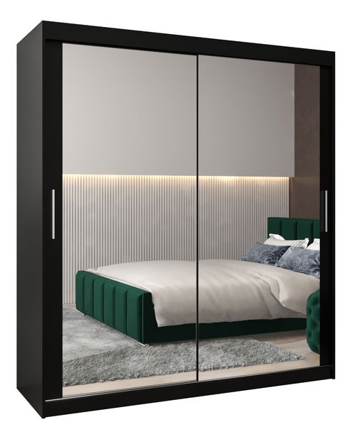 Dulap de haine 180 cm Toki 3 (negru mat + negru mat)