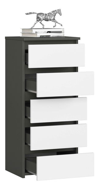 Komoda Cipriano III (sivi grafit + bijela)