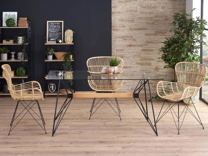 Scaun de sufragerie Kari (natural + Negru)