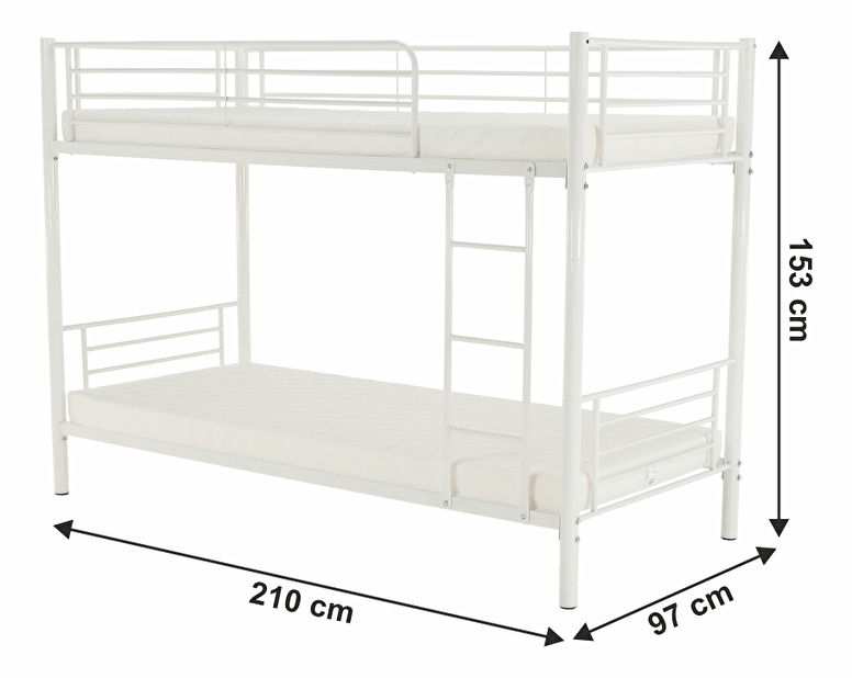 Detská poschodová posteľ 90 cm Kamila (biela) (s roštom)