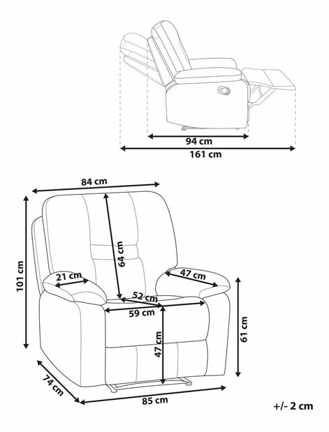 Relax fotel Bev (szürke) (LED világítással)