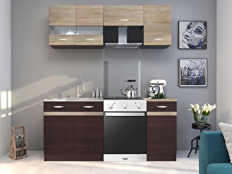 Bucătărie Lenna 180 cm Stejar sonoma închis + Stejar sonoma deschis