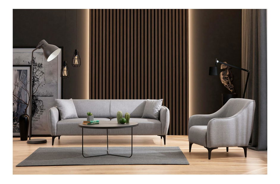 Háromszemélyes kanapé Belasemma (szürke + fekete)