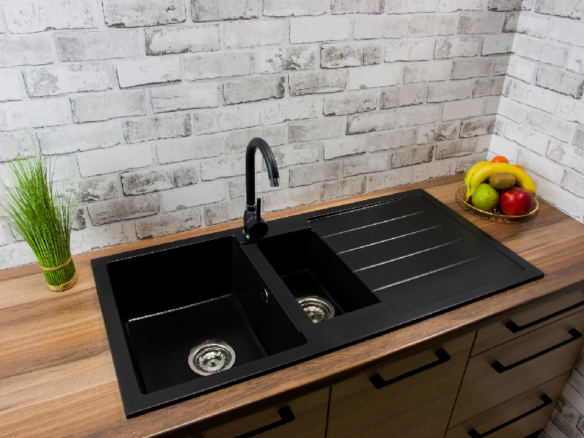 Chiuvetă de bucătărie Yuxur (negru) (cu 3 orificii pentru robinet) (D)