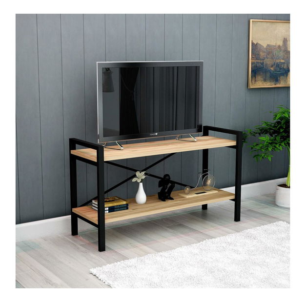 TV stolík Nevipe 4 (borovica atlantická + čierna) 