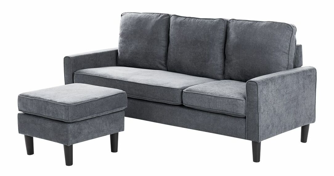 Canapea 3 locuri Arran (gri închis) (cu taburete) 