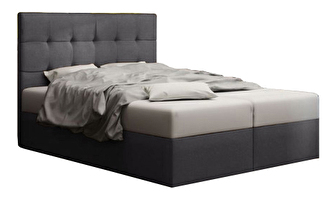 Pat matrimonial Boxspring 180 cm Duel 2 (gri deschis) ( cu saltea și sp. depozitare)