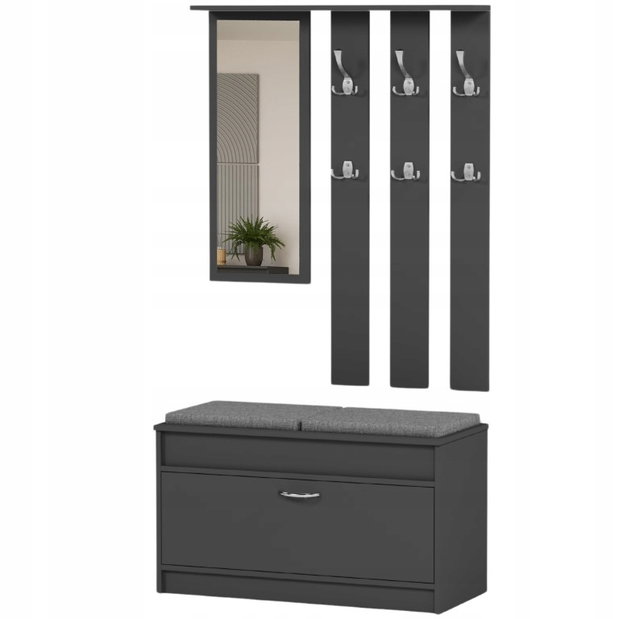 Set mobilier hol Varita (antracit) (cu oglindă)