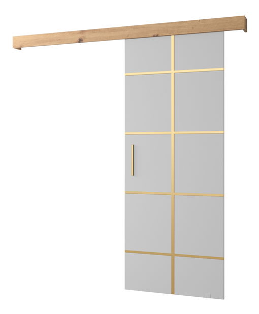 Tolóajtó 90 cm Sharlene III (matt fehér + artisan tölgy + arany)