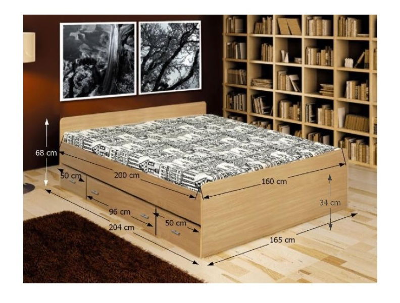 Manželská posteľ 160 cm Dulce buk