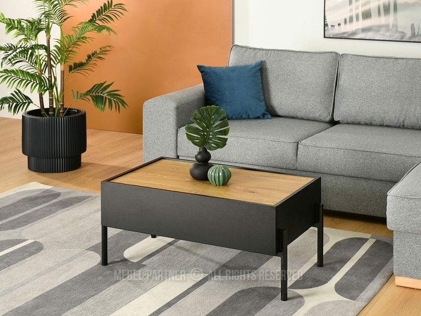 Măsuță de cafea Bertina M (stejar + negru)