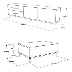 Set mobilier living Levoretta 35 (gri + negru)