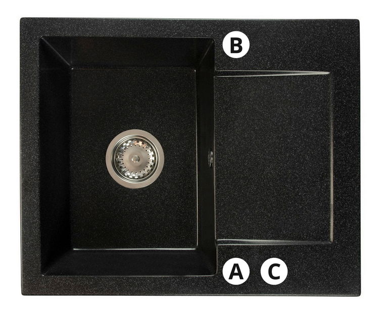 Chiuvetă de bucătărie Dalgam (negru) (cu 3 orificii pentru robinet) (D)