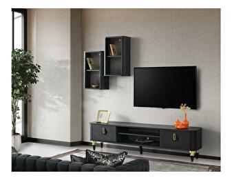 Mobilier living Kisive 2 (negru + auriu) 