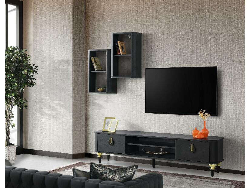 Mobilier living Kisive 2 (negru + auriu) 