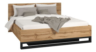 Manželská posteľ Helles 180 (dub wotan + čierna) (s roštom) (s úl. priestorom) *výpredaj