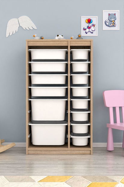 Organizator za igračke Dremonka 6 (hrast sonoma + bijela)