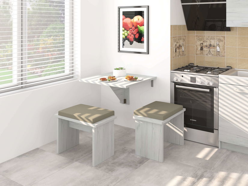 Masă de sufragerie extensibilă Elston 7 (craft alb) (pentru 2 persoane)