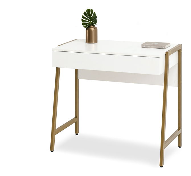 PC stolík Norsinimo (biela + zlatá)