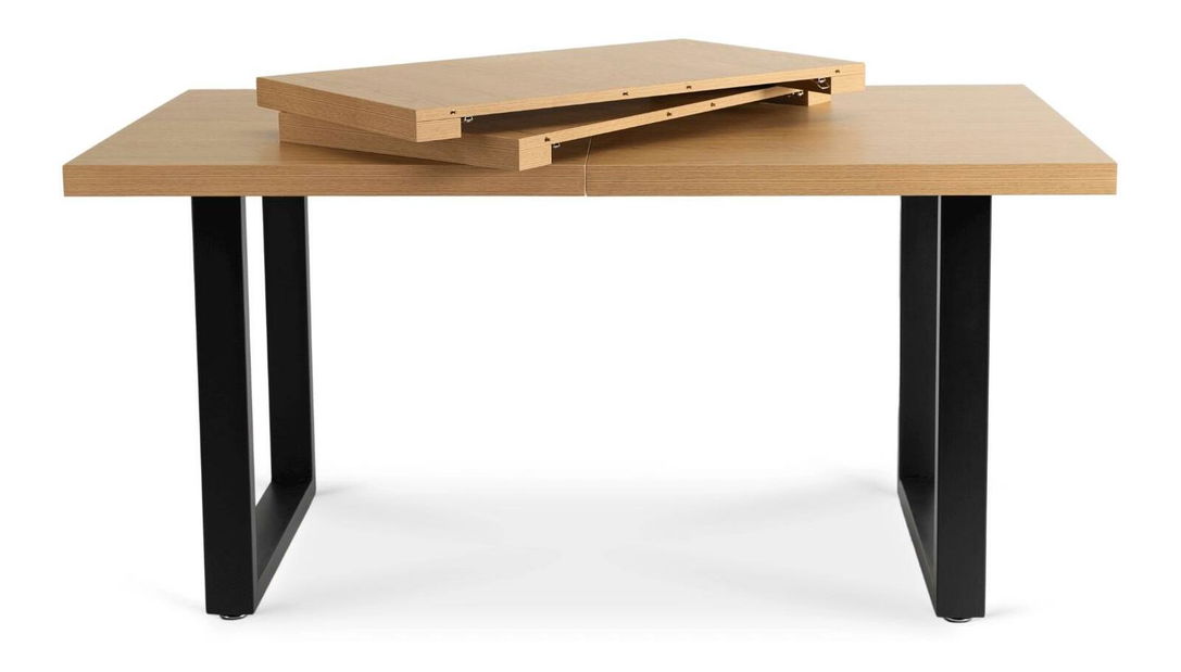 Széthúzható étkezőasztal Escuchan (arany tölgy + fekete) (6-10 fő részére)