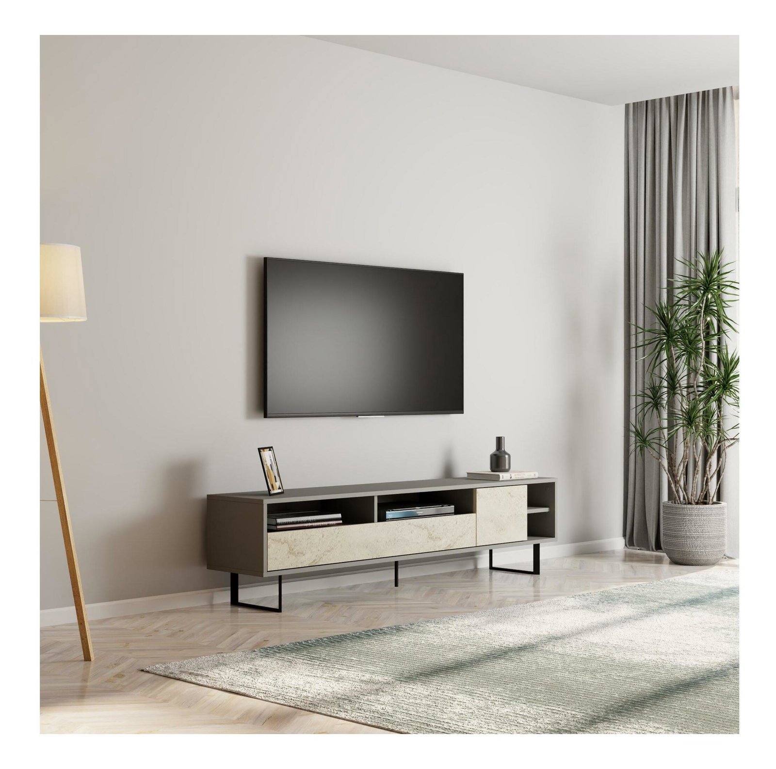 TV stolić/ormarić Lugar (sivi travertin)