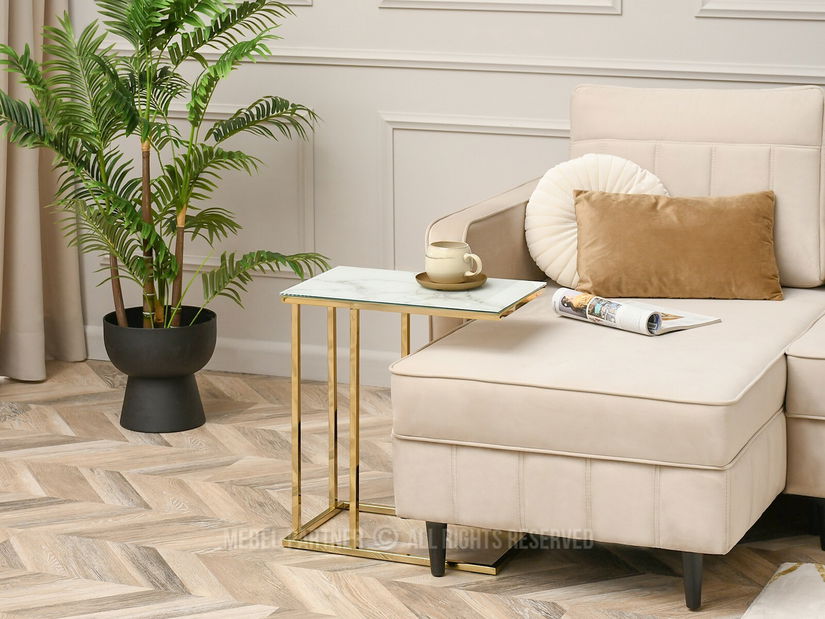 Konferenčný stolík Vasho (biela + zlatá)