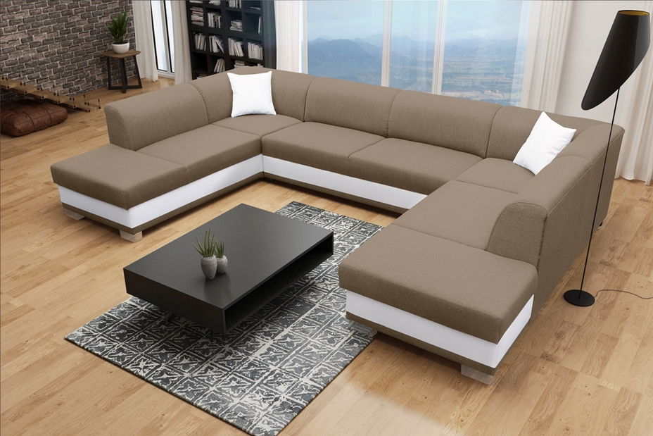 Kutna garnitura U Darcia (svjetlosmeđa + bijela) (D) 