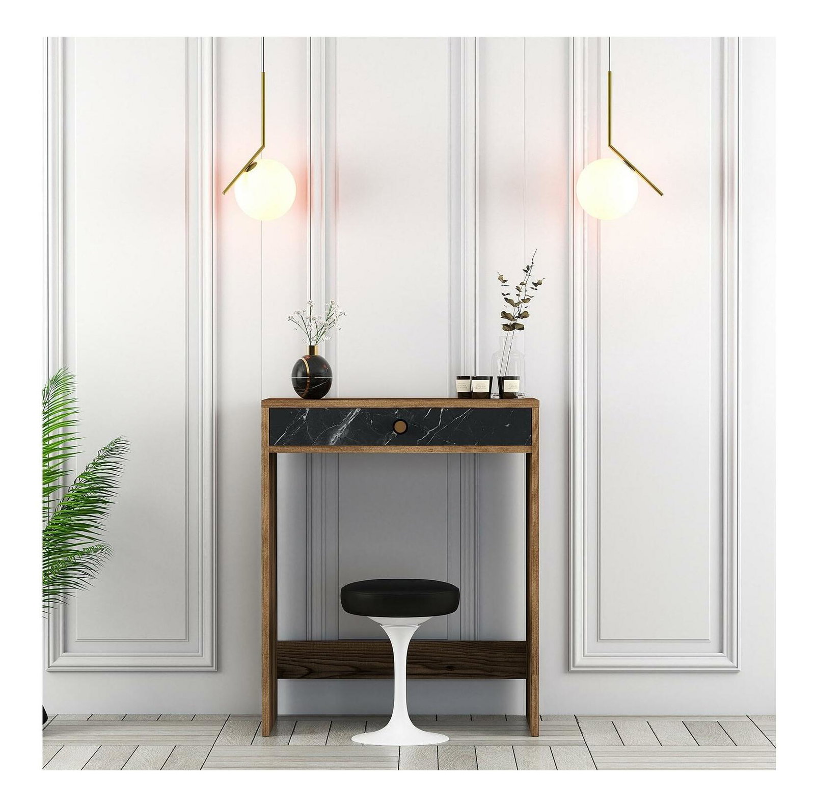 Fésülködőasztal Logan 1 (dió + fekete márvány)