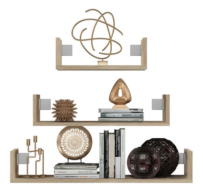 Set 3ks. nástenných políc Manipular 1 (dub sonoma)