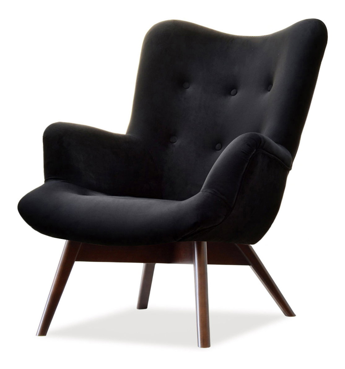 Fotoliu relax Florentino (catifea neagră + nuc)