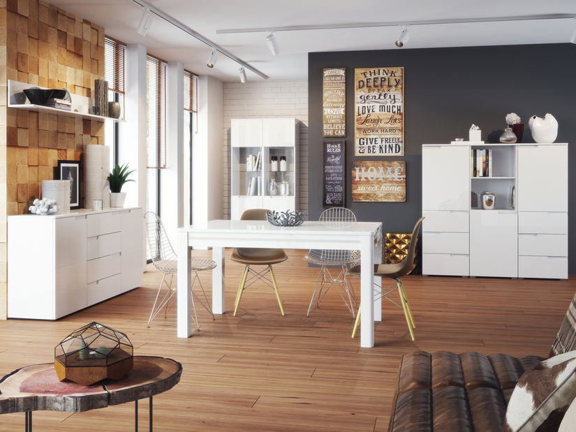 Dulap de haine Sallosa 11 (alb + alb lucios)