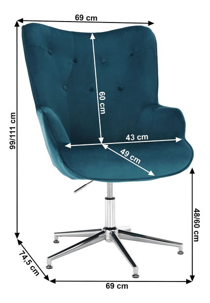 Dizajnové kreslo Canary Bird (tyrkysová + chróm)