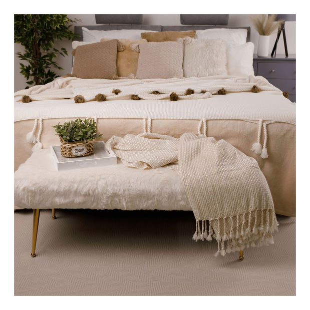 Pletena deka s resama 150x200 cm Tovou (bež + uzorak) 