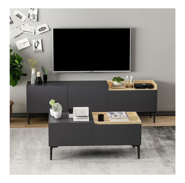 Zostava nábytku do obývacej izby Maddamo (antracit)