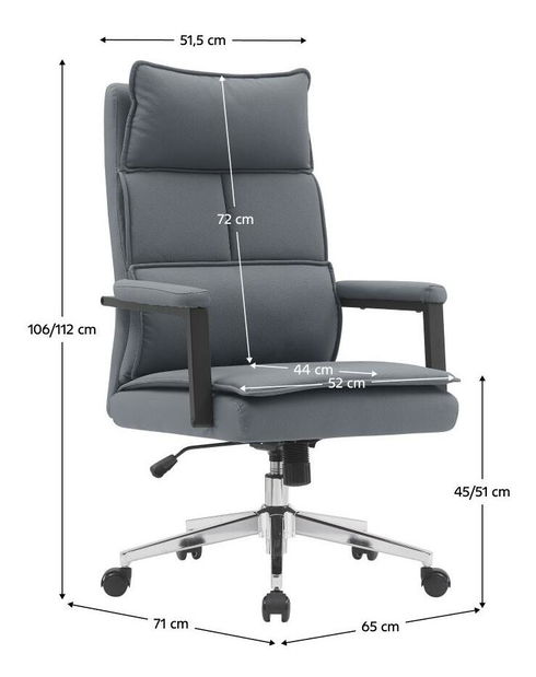 Fotoliu birou Kahlo (gri piele ecologică + crom)