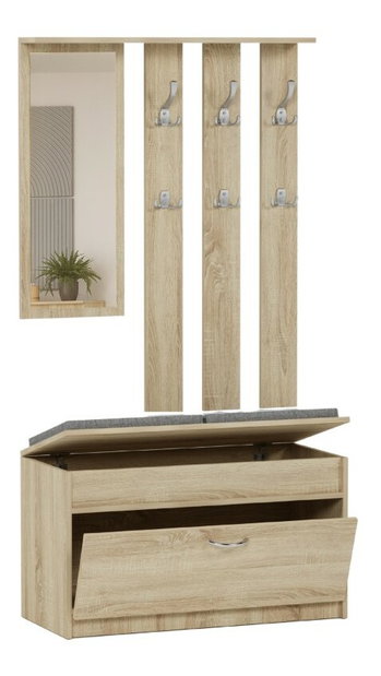 Set mobilier hol Varita (stejar sonoma) (cu oglindă)
