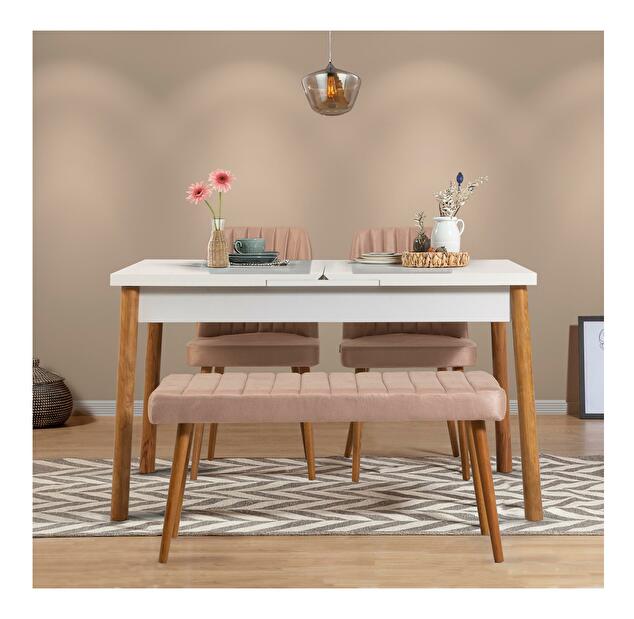 Set mobilier sufragerie Dobuse 2 (pin atlantic + alb + piatră) (pentru 4 persoane)