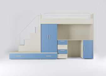 Gyerekágy Ruby V (kasmír + világoskék) (ágyrácsokkal)