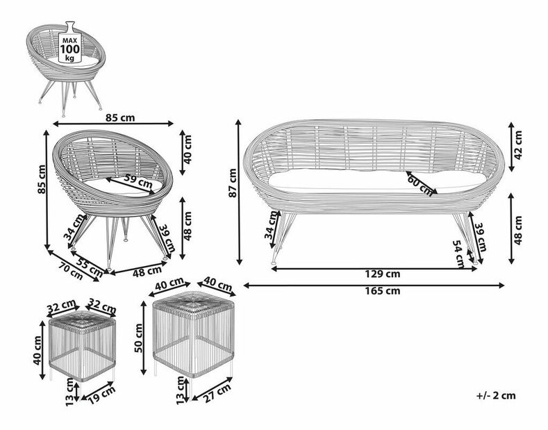 Set mobilier de grădină Marza (natur)