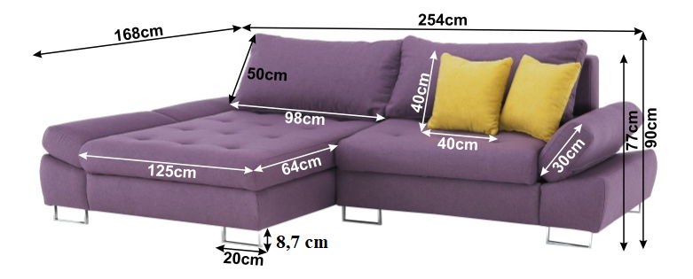 Rohová sedačka Grena (fialová + horčicová) (L)