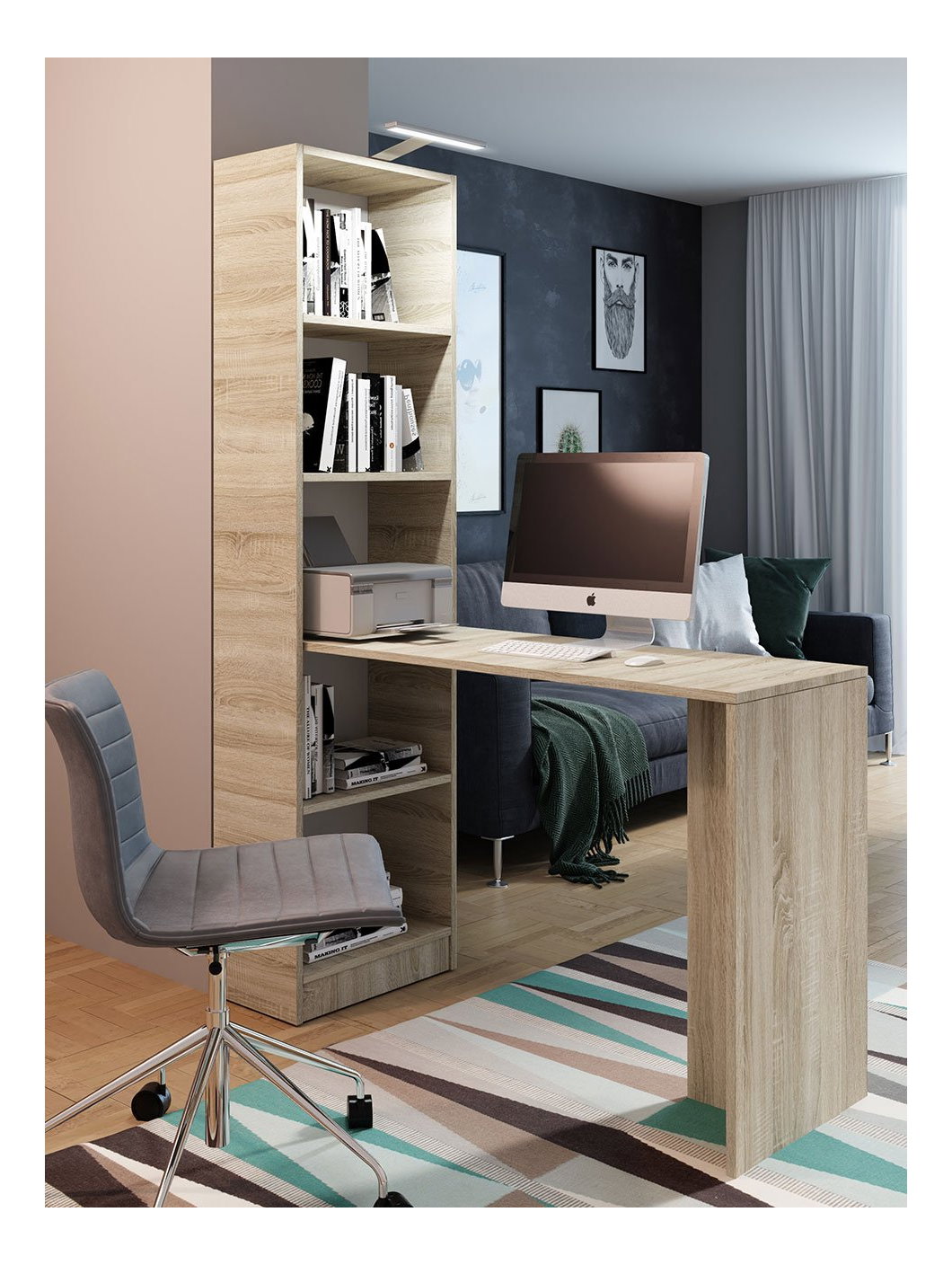 Íróasztal Nolan B1 (sonoma tölgy) (LED világítás)