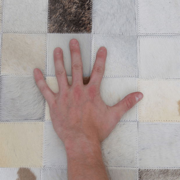 Kožený koberec 200x200 cm Kazuko TYP 10 (hovädzia koža + vzor patchwork)